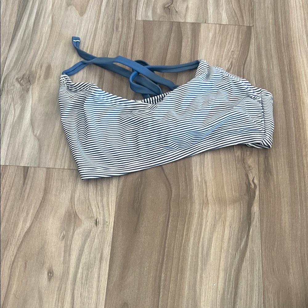 Xhilaration Blue and White Striped Bikini Top